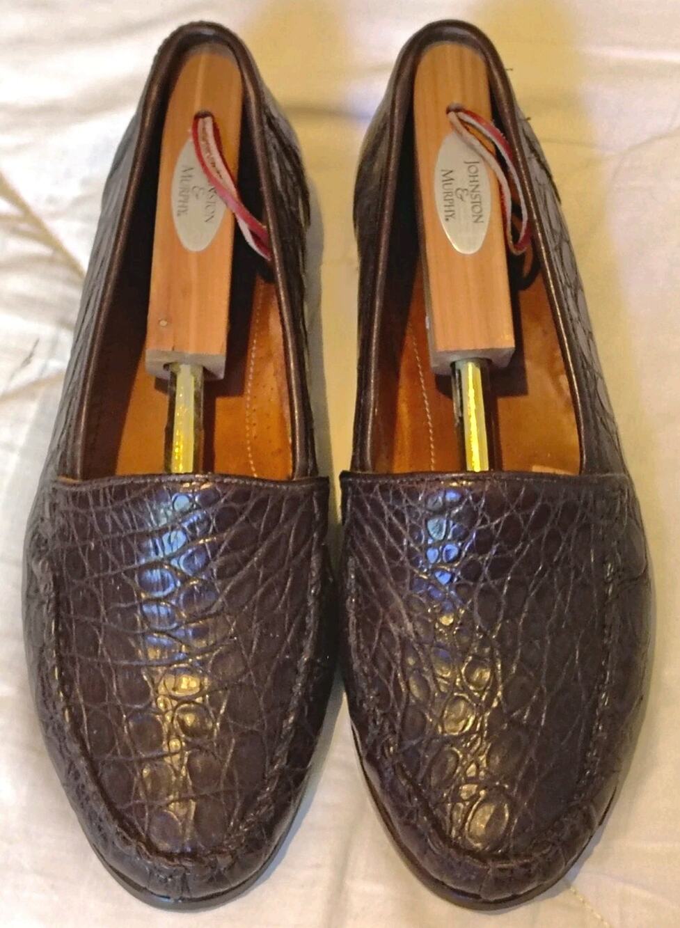 Zelli Brown Croc-Embossed Leather Slip-On Loafers Men’s 9M Made in Italy